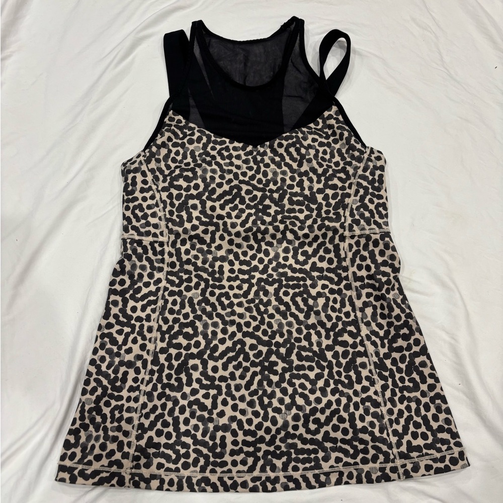 Women's Leopard Print Tank Top with Black Mesh Back